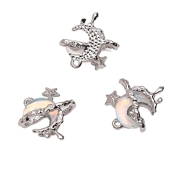 Луна Стеклянные подвески, со сплавочной фурнитурой, платина, прозрачные, луна, 18x17 мм