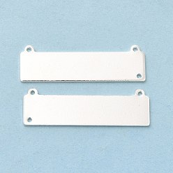 925 Sterling Silver Plated Brass Connector Charms, Cadmium Free & Lead Free, Rectangle Links, 925 Sterling Silver Plated, 9.5x31x1mm, Hole: 1mm