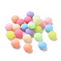 Mixed Color Rubberized Style Acrylic Beads, Oval, Mixed Color, 11.5x12x8mm, Hole: 2mm, 735pcs/500g