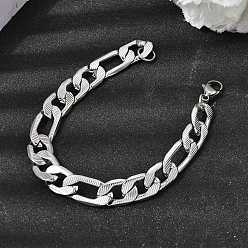 Нержавеющая Сталь Цвет 201 браслеты из кубинских цепей из нержавеющей стали для женщин и мужчин, цвет нержавеющей стали, 8.66 дюйм (22 см), ссылка: 18x11.5x3мм и 23.5x11.5x3