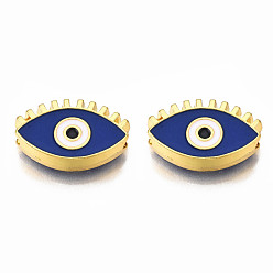 Темно-Синий Стойки обшивки сплава эмали подвески, золотой свет, без кадмия, без никеля и без свинца, лошадиный глаз , темно-синий, 12x18.5x4.5 мм, отверстие : 2 мм