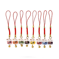 (52) Непрозрачная лаванда Фарфоровый кулон с котом удачи, нейлоновый шнур для автомобильного рюкзака, подвесные украшения для дома, разноцветные, 104~107 мм