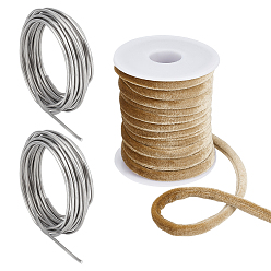 Gold 10 Meter glitzerndes Samtband, mit 2 Rollen Aluminiumdraht, Gold