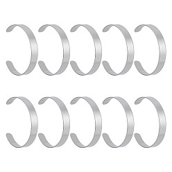 Нержавеющая Сталь Цвет 10шт. 304 браслеты-манжеты из нержавеющей стали, простые браслеты для мужчин и женщин, цвет нержавеющей стали, внутренний диаметр: 2-1/4 дюйм (5.85 см)