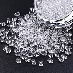 Gray Transparent Czech Glass Seed Beads, Colours Luster, 2-Hole, Oval, Gray, 5x3.5x2.5mm, Hole: 0.9mm, about 500g/bag