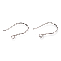 Stainless Steel Color Tarnish Resistant 304 Stainless Steel Earring Hooks, Ear Wire, with Horizontal Loop, Stainless Steel Color, 21mm, Hole: 2mm, 18 Gauge, Pin: 1mm