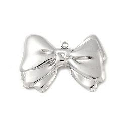 Нержавеющая Сталь Цвет 304 подвески из нержавеющей стали, очарование бантом, анти-тускнение, цвет нержавеющей стали, 24.5x35x3 мм, отверстие : 1.6 мм
