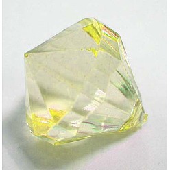 Светло-желтый Прозрачные акриловые подвески, граненые, алмаз, светло-желтый, шириной около 28 мм, 31 мм длиной, отверстие : 3 мм, Около 52 шт / 500 г