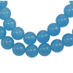 Небесно-голубой Бусины из дрогоценного камня, натурального белого нефрита, окрашенные, круглые, голубой, 8 мм, отверстие : 0.8 мм, около 50 шт / нитка, 15.5 дюйм