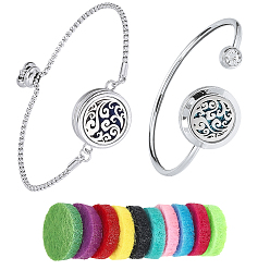 Column 1 браслеты-манжеты из нержавеющей стали с открытыми концами, с 1браслетами-слайдерами из цинкового сплава нержавеющей стали, 10шт. волокнистые парфюмерные подушечки, колонка, 2-1/4x2-1/2 дюйм (5.55x6.3 см)