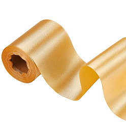 Золотистый 20м полиэстеровая атласная лента, Рождество лента, для церемонии открытия, свадебное оформление, золотые, 4 дюйм (100 мм), около 21.87 ярдов (20 м) / рулон