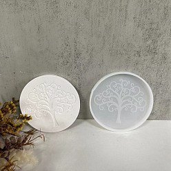 Белый Силиконовые формы для подставок «Древо жизни» своими руками, изготовление украшений, формы для литья смолы, для уф-смолы, изготовление ювелирных изделий из эпоксидной смолы, белые, 108x104x9 мм, внутренний диаметр: 98 мм