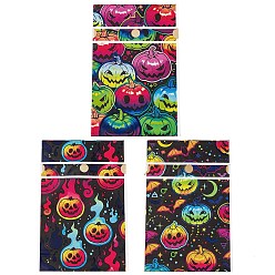 (52) Непрозрачная лаванда 50шт прямоугольные полиэтиленовые пакеты для конфет на Хэллоуин, сумки на шнурке с конфетами и принтом тыквы, разноцветные, 23.2x14.9x0.05 см