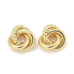Настоящее золото 18K Латунные бусины, без кадмия, без никеля и без свинца, троица узел, реальный 18 k позолоченный, 7x7x3 мм, отверстие : 1.8 мм