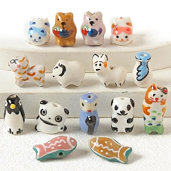 Mixed Shapes Фарфоровые бусины ручной работы, животные, разноцветные, разнообразные, 18x13 мм