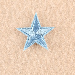 Светло-Голубой Компьютеризированная вышивка тканью утюжок на / шить на заплатках, аксессуары для костюма, аппликация, звезда, Небесно-голубой, 3x3 см