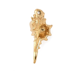 Настоящее золото 18K 304 подвески из нержавеющей стали, раковина, реальный 18 k позолоченный, 21.5x10x7.5 мм, отверстие : 1.1 мм