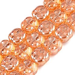Сэнди Коричневый Стеклянные бусины с гальваническим покрытием , слива, песчаный коричневый, 10x10x6 мм, отверстие : 0.9 мм, около 64~66 шт / нитка, 24.69~25.87'' (62.72~64.68 см)