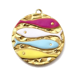 Fish 304 нержавеющей стальной эмали подвески, ионное покрытие (ip), реальный 18 k позолоченный, рыба, 26x24x2 мм, отверстие : 1.6 мм