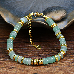 Зеленый Авантюрин Браслеты из натурального зеленого авантюрина в форме ронделла, золотые, 6-1/4 дюйм (16 см)