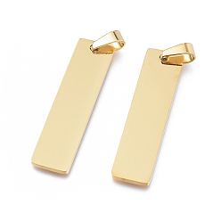 Золотой Ионное покрытие (ip) 304 подвески из нержавеющей стали, штамповка пустой метки, прямоугольные, золотые, 41x10x1.4 мм, отверстие : 4x7 мм