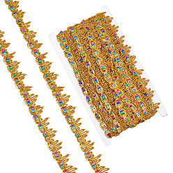 Темно-Золотистый Кружевная отделка из полиэстера, с пластиковыми пайетками, овальные, темные золотарник, 1 дюйм (26 мм), 10ярдов/моток