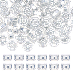 Clear 60Pcs Plastic & Carbon Steel Bearing Steel Spin Axis, Flat Round, Clear, 13x6.5mm