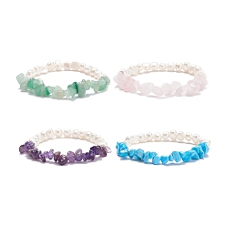 Смешанные камни Браслет из драгоценных камней и натурального жемчуга для женщин, внутренний диаметр: 1-7/8 дюйм (4.9 см)