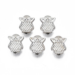 Platin Farbe Ccb Kunststoff-Perlen, für diy Schmuck machen, Eule, Platin Farbe, 10x8x4 mm, Bohrung: 1.4 mm