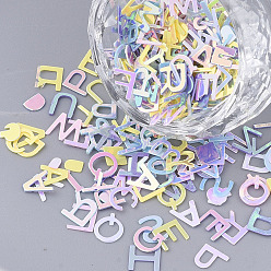 (52) Непрозрачная лаванда Аксессуары для орнаментов, пластиковые пайетки / блестки из пвх, нет отверстий / неосвещенных бусинок, cmешанные буквы, разноцветные, 3.5~6x2~6x0.4 мм