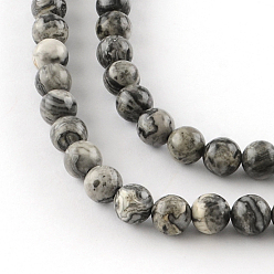 Map Stone Natural Map Stone/Picasso Stone/Picasso Jasper Beads Strands, Round, 6.5mm, Hole: 1mm, about 63pcs/strand, 15.5 inch