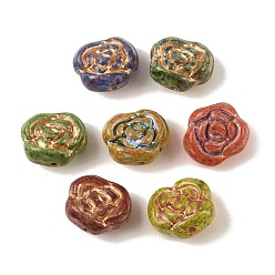 Цветок Краски для выпечки стеклянные бусины, металла обвитые, разноцветные, цветок, 12x14x7 мм, отверстие : 1.2 мм