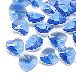 Sapphire K9 Glass Rhinestone Charms, Heart, Sapphire, 8x8x4mm, Hole: 1mm