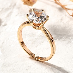 Золотой Латунные кольца-манжеты с микропаве и прозрачным цирконием для женщин, без кадмия и без свинца, долговечный, золотые, 8x8 мм