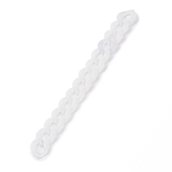 White Handmade Acrylic Curb Chains, with Imitation Jelly Acrylic Linking Rings, for Jewelry Makings, White, 23x16.5x4.5mm, 7-1/8 inch(18cm)/strand