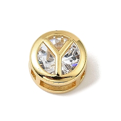 Letter Y Латунные микро проложить кубического циркония многожильных ссылки, плоские круглые с буквы, реальный 18 k позолоченный, Письмо Y, 10x6.5 мм, отверстие : 5x3 мм