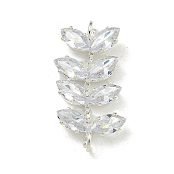 Кристалл Подвески латунные горный хрусталь, без кадмия и без свинца, лист, кристалл, 20x11x4 мм, отверстие : 1.4 мм