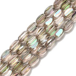 Темный Хаки Стеклянные бусины с гальваническим покрытием , овальные, граненые, Темный хаки, 6x3.5x2.5 мм, отверстие : 1 мм, около 53~54 шт / нитка, 11.73''~12.01'' (29.8~30.5 см)