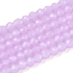Лиловый Стеклянные бусины, имитация нефрита , круглые, граненые, сирень, 2x2 мм, отверстие : 0.6~0.8 мм, около 173~182 шт / нитка, 13.58~14.37'' (34.5~36.5 см)
