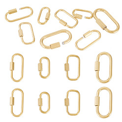 Настоящее золото 18K 8 шт. 4 варианты исполнения 304 карабин с фиксатором из нержавеющей стали, ионное покрытие (ip), овальные, реальный 18 k позолоченный, 14.5~32x10~16.5x3 мм, 2 шт / стиль