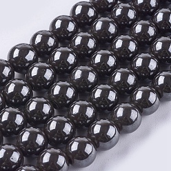 Black Magnetic Synthetic Hematite Beads Strands, Grade A, Round, Black, 10mm, Hole: 2mm, 15.5 inch