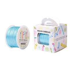 Бледно-бирюзовый Нейлоновая нить, для китайского решений узлов, круглые, бледные бирюзовая, 1 мм, о 100yards / рулон (91.44 м / рулон), 300 фут / рулон