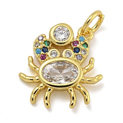 Краб Морская тематика стойка покрытие латунь микропаве кубические циркониевые подвески, долговечный, без кадмия и без свинца, реальный 18 k позолоченный, краб, 18x14x3 мм
