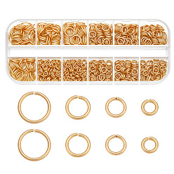 Настоящее золото 18K 800 шт. 4 стили 304 соединительные кольца из нержавеющей стали, открытые кольца прыжок, круглые кольца, металлические разъемы для поделок ювелирных изделий и брелков, реальный 18 k позолоченный, 4~8x0.8 мм, внутренний диаметр: 2.4~6.4 мм, 200 шт / стиль