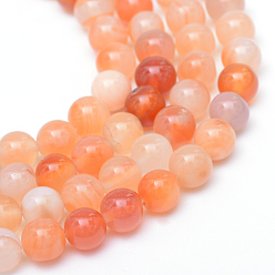 Red Agate Round Dyed Natural Red Agate Bead Strands, 6mm, Hole: 1mm, about 63pcs/strand, 14.4~14.6 inch