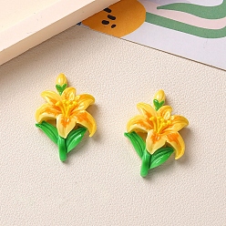 Желтый Непрозрачные кабошоны из смолы, цветок, желтые, 35x24 мм