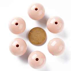 PeachPuff Opaque Acrylic Beads, Round, PeachPuff, 20x19mm, Hole: 3mm, about 111pcs/500g