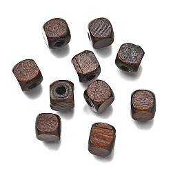 Kokosnuss braun Sprühlackierte Holzperlen, Viereck, Kokosnuss braun, 10x10x10 mm, Bohrung: 3 mm
