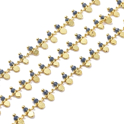Стально-синий Ручные граненые стеклянные бисерные цепи, пайки, с латунной фурнитурой , золотые, долговечный, с катушкой, стальной синий, 7~7.5x3x2~2.5 мм, около 32.8 футов (10 м) / рулон