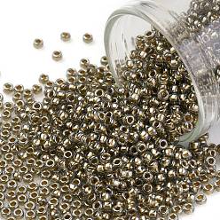 (993) Gilt Lined Black Diamond Toho runde Rocailles, japanische Rocailles, (993) vergoldeter schwarzer Diamant, 11/0, 2.2 mm, Bohrung: 0.8 mm, über 1110pcs / Flasche, 10 g / Flasche